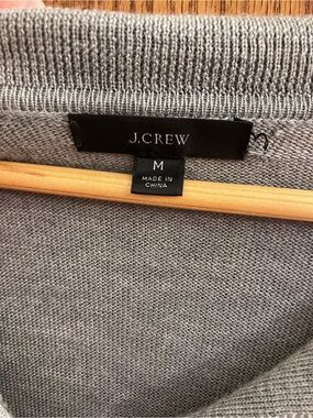 J.Crew Gray Knit Merino Wool Polo Midi Sweater Dress